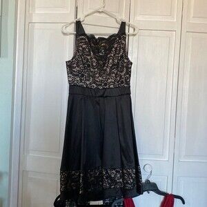 LBD with lace bodice and pleated satin skirt.  Size M